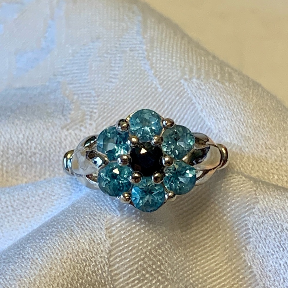 Sterling Topaz and Sapphire Ring